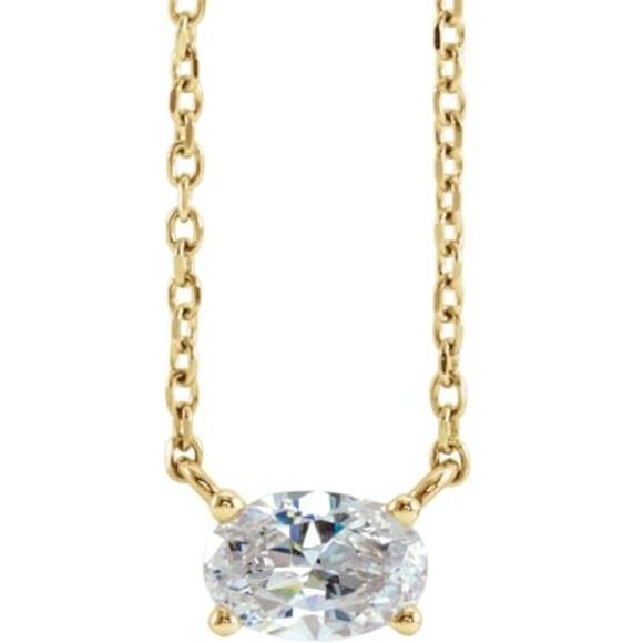 14K Yellow 1/4 CT Natural Diamond Solitaire 16-18 Necklace